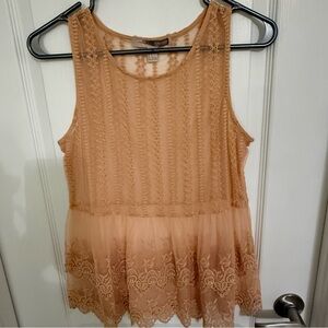 Forever 21 Lace Sleeveless Blouse - Tan